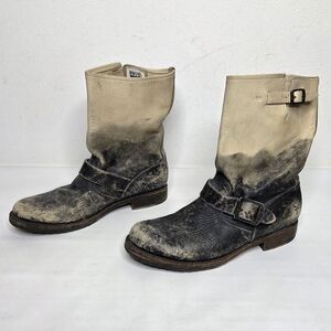 Frye Veronica Short Ombre Stonewash Mid Calf Boots Distressed Leather Womens 9B